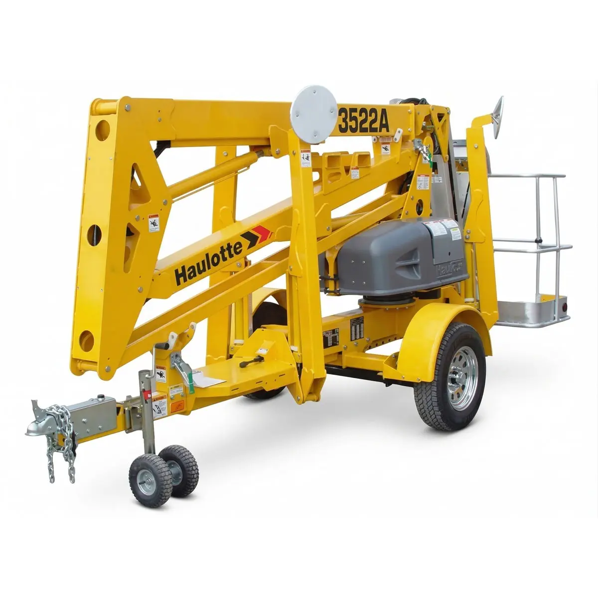 Location de petite nacelle articulée remorquable (mini boom de trailer 35 pieds électrique pour VUS standard) Haulotte 3522A à Portneuf - Équipements ACMAT